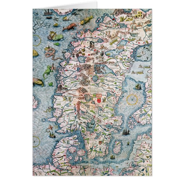 Scandinavië, details van de Carta Marina (Voorkant)