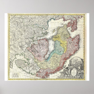 Scandinavië Finland Denemarken Kaart Poster