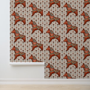  Scandinavië Folk Art Dala Horse Behang