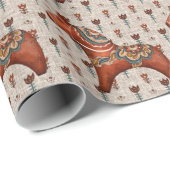  Scandinavië Folk Art Dala Horse Christmas Cadeaupapier (Rol Hoek)