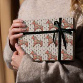  Scandinavië Folk Art Dala Horse Christmas Cadeaupapier