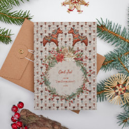  Scandinavië Folk Art Dalecarlia Christmas Feestdagenkaart