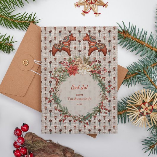 Scandinavië Folk Art Dalecarlia Christmas Feestdagenkaart