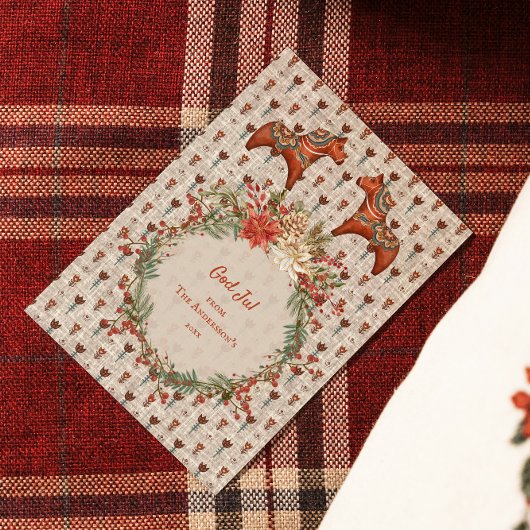  Scandinavië Folk Art Dalecarlia Christmas Feestdagenkaart