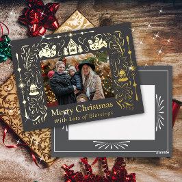 Scandinavië Folktale Kerstfoto grijs Folie Feestdagen Briefkaart