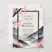 Scandinavië Japandi Trouw Thema Roze Zwart Kaart (Voorkant)