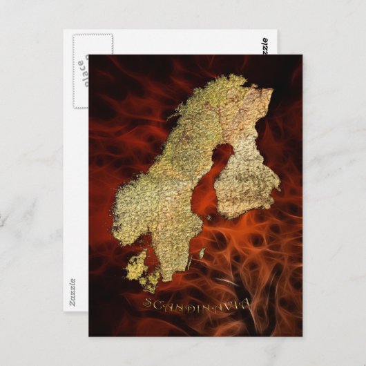 Scandinavië Kaart Briefkaarten (Voorkant / Achterkant)