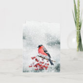 Scandinavië Noorse kerstvogel sneeuwrode bessen Feestdagen Kaart (Achterkant)