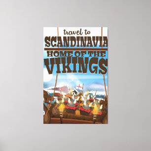 Scandinavië thuis van het poster van de cartoon va canvas afdruk