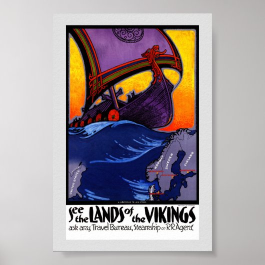 Scandinavië Vintage Reisposter Gerestaureerd Poster (Voorkant)