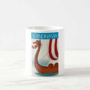 Scandinavië vintage reisposter koffiemok