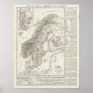 Scandinavië, Zweden, Noorwegen Poster