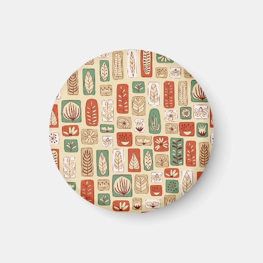 Scandinavisch Abstract blad: Tegel Design Magneet (Voorkant)