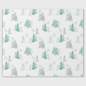 Scandinavisch Aquarel Kerstbomen Patroon Cadeaupapier (Vlak)