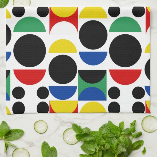 Scandinavisch Bauhaus-patroon uit het midden van d Theedoek (Gevouwen)