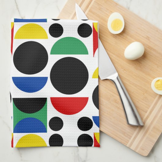 Scandinavisch Bauhaus-patroon uit het midden van d Theedoek (Quarter Fold)