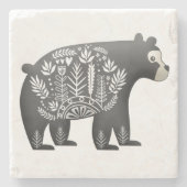 Scandinavisch Beer Art Grey Stenen Onderzetter (Voorkant)