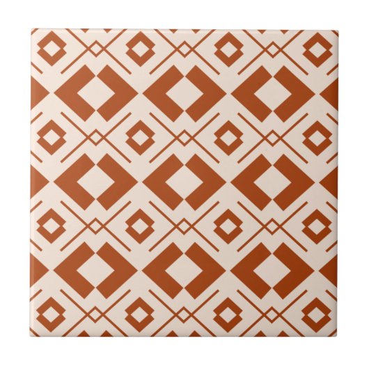 Scandinavisch beige en verbrande oranje geometrisc tegeltje (Voorkant)