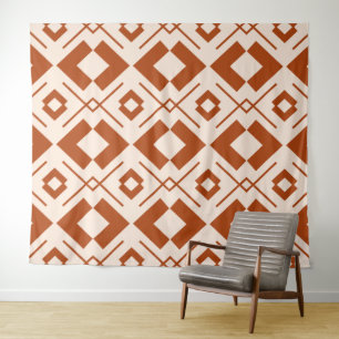 Scandinavisch beige en verbrande oranje geometrisc wandkleed