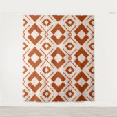 Scandinavisch beige en verbrande oranje geometrisc wandkleed (Voorkant)