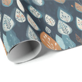 Scandinavisch Blauw Botanisch Kerstmis Cadeaupapier (Rol Hoek)