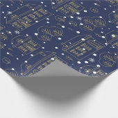 Scandinavisch blauw en goud inpakpapier (Hoek)