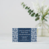 Scandinavisch blauw en witte Floral Elegance Visitekaartje (Staand voorkant)