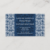 Scandinavisch blauw en witte Floral Elegance Visitekaartje (Voorkant)