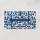 Scandinavisch blauw en witte Floral Elegance Visitekaartje (Achterkant)