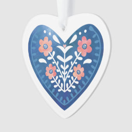 Scandinavisch blauw Heart Folk Art AcrylOrnament Ornament