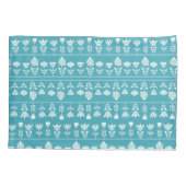 Scandinavisch blauw met witte bloemen kussensloop (Achterkant)