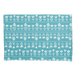 Scandinavisch blauw met witte bloemen kussensloop