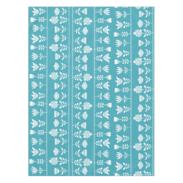 Scandinavisch blauw met witte bloemen tafelkleed