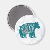  Scandinavisch Blauw Noords Beer op marmer Magneet (Voorkant / Achterkant)