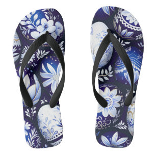 Scandinavisch Blauw Paasei Lente Bloemstuk Teenslippers