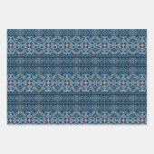 Scandinavisch Blauw & Perzik Winter Trui Patroon Inpakpapier Vel (Voorkant 2)