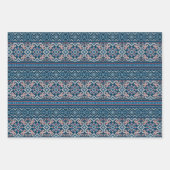 Scandinavisch Blauw & Perzik Winter Trui Patroon Inpakpapier Vel (Voorkant)