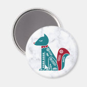 Scandinavisch blauw rood holiday Squirrel op marme Magneet (Voorkant / Achterkant)