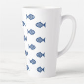 Scandinavisch blauw vissenpatroon latte mok (Rechts)