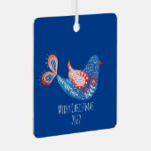 Scandinavisch blauw vogelfolk Art Ornament (Voorkant Rechts)
