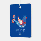 Scandinavisch blauw vogelfolk Art Ornament (Voorkant links)