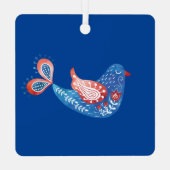 Scandinavisch blauw vogelfolk Art Ornament (Achterkant)