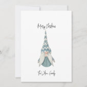 Scandinavisch Blauwe Dame Gnoom Vrolijk Kerstfeest Feestdagenkaart (Voorkant)