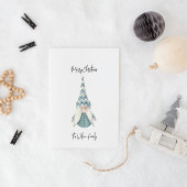 Scandinavisch Blauwe Dame Gnoom Vrolijk Kerstfeest Feestdagenkaart