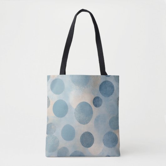 Scandinavisch Blauwe Stippenpatroon Tote Bag (Voorkant)
