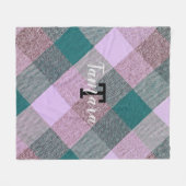 Scandinavisch Blauwgroen Roze Pset Monogram Naam Fleece Deken (Voorkant (Horizontaal))