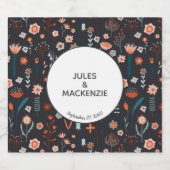 Scandinavisch Bloemen Donker Boho Modern Likeurfles Etiket (Enkel label)