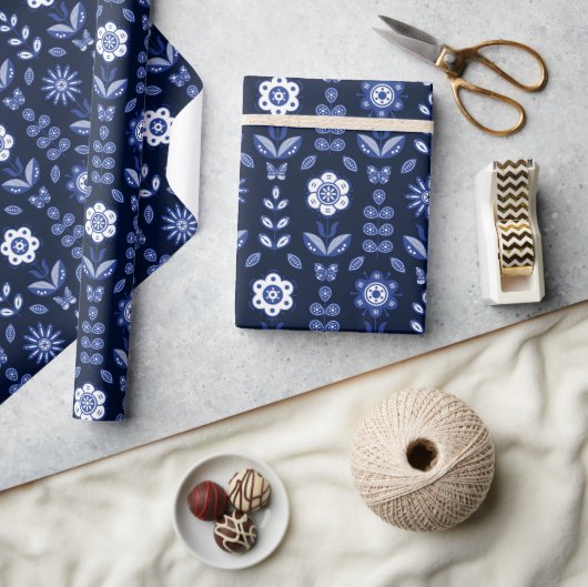 Scandinavisch Bloemen Vlinders Inpakpapier (Crafts)