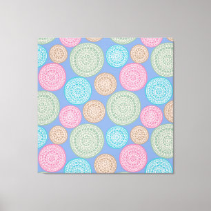 Scandinavisch bloemenpatroon Mandalas Pattern 1 Canvas Afdruk