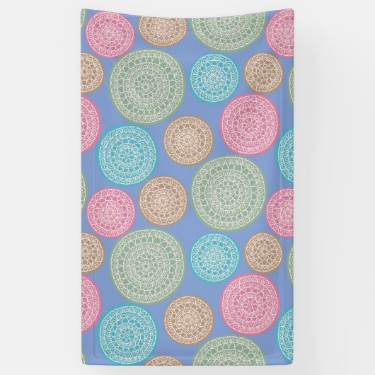Scandinavisch bloemenpatroon Mandalas Pattern 1 Spandoek (Verticaal)